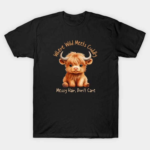 Cute Highland Cow T-Shirt by VikingHeart Designs